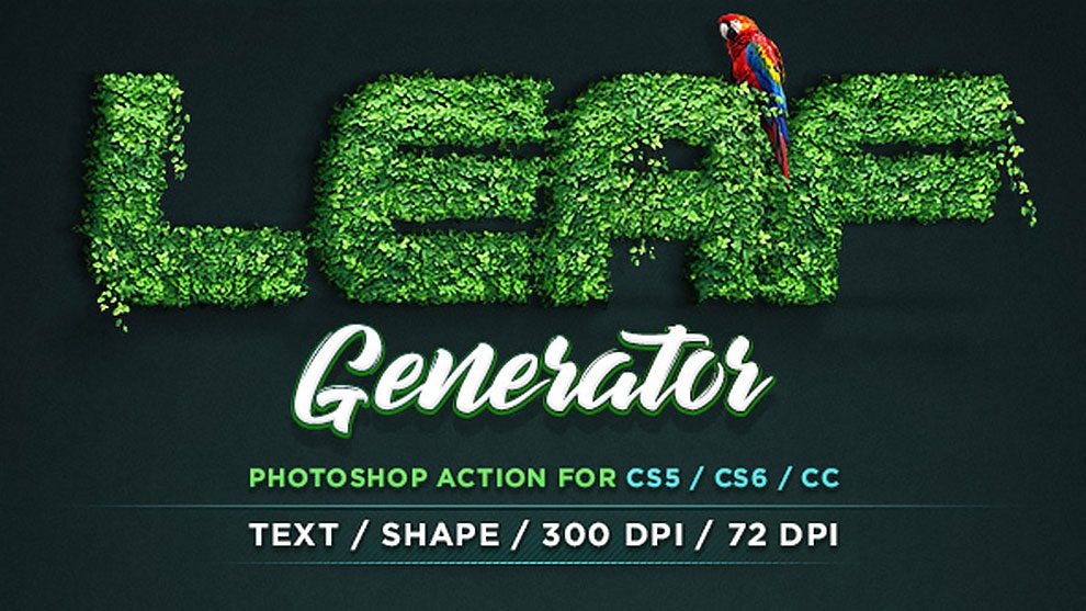 اکشن فتوشاپ تولید برگ برای شکل و نوشته Leaf Generator