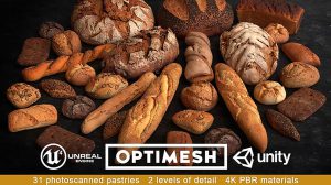 مجموعه مدل سه بعدی نان و کیک و شیرینی Baked Pastries Bread Buns Rolls