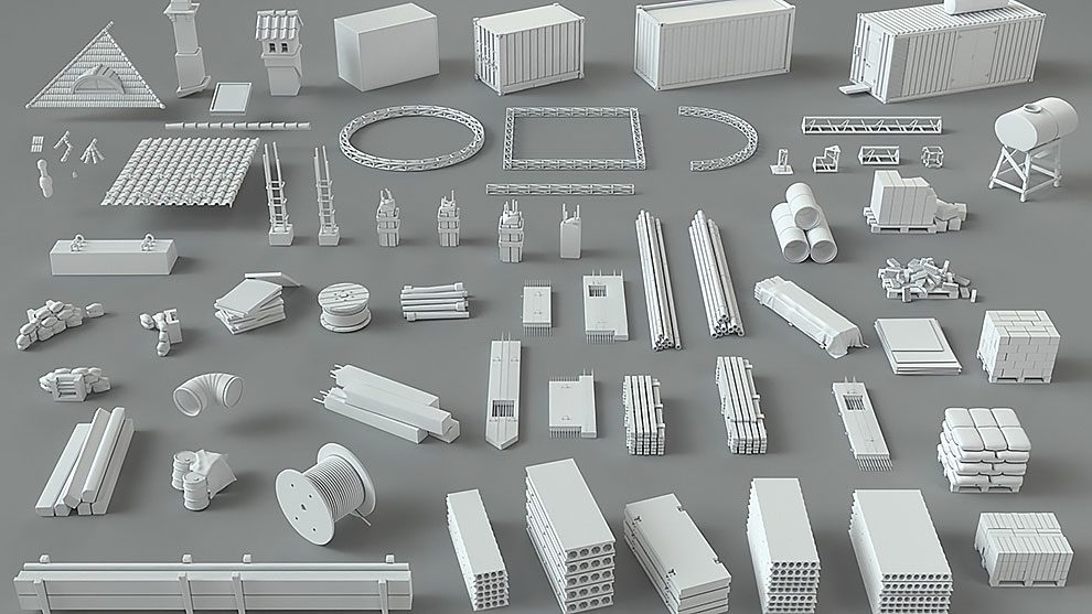 مجموعه مدل سه بعدی اجزای محیط ساخت و ساز Construction Pack