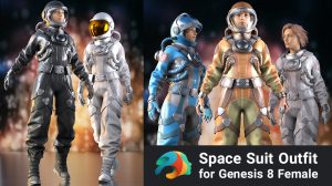مدل سه بعدی لباس فضانورد زن Space Suit Outfit for Genesis 8 Female