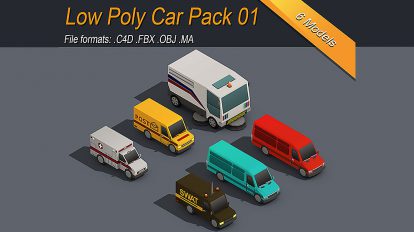 مجموعه مدل سه بعدی خودرو ایزومتریک Low Poly Car Pack 01