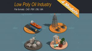 مجموعه مدل سه بعدی صنعتی ایزومتریک با استایل Low Poly