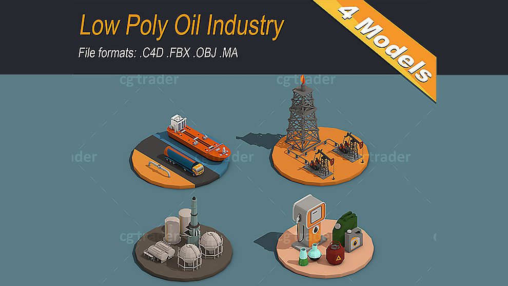 مجموعه مدل سه بعدی صنعتی ایزومتریک با استایل Low Poly