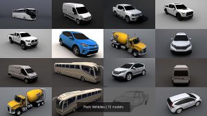 مجموعه مدل سه بعدی ماشین سواری و سنگین Pack Vehicles