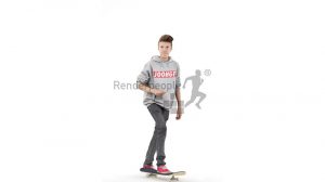 مدل سه بعدی پسر بچه روی اسکیت بورد Brad Posed 007 Scanned