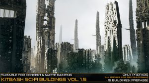 مجموعه مدل سه بعدی ساختمان های علمی تخیلی Kitbash Sci-fi Buildings Vol.1.5