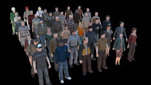 مجموعه مدل سه بعدی افراد مختلف اجتماع Low Poly People