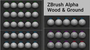 مجموعه براش چوب و سطح زمین ZBrush Alpha Wood & Ground