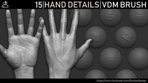 مجموعه براش جزییات دست برای زیبراش Zbrush Hand Details VDM