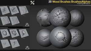 مجموعه 20 براش چوب برای زیبراش Zbrush Wood Brushes