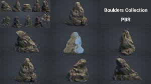 مجموعه مدل سه بعدی تخته سنگ Boulders Collection PBR