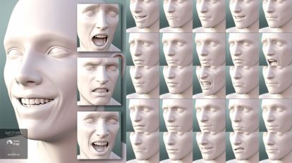 مجموعه پریست حالات صورت Genesis 8 Male Expressions