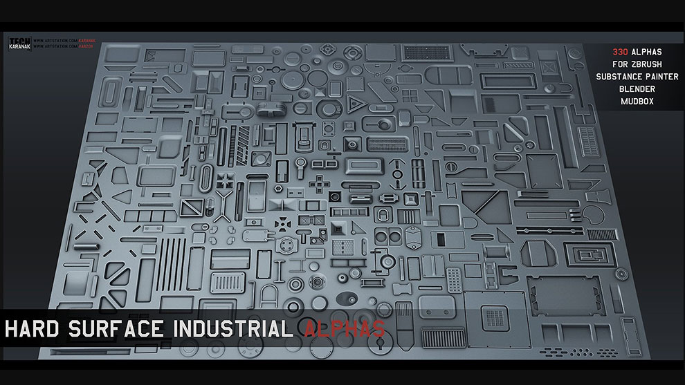 مجموعه تصاویر آلفا برای مدلسازی Hard Surface Industrial Alphas