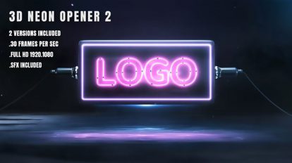 پروژه افرافکت نمایش لوگو 3D Neon Opener
