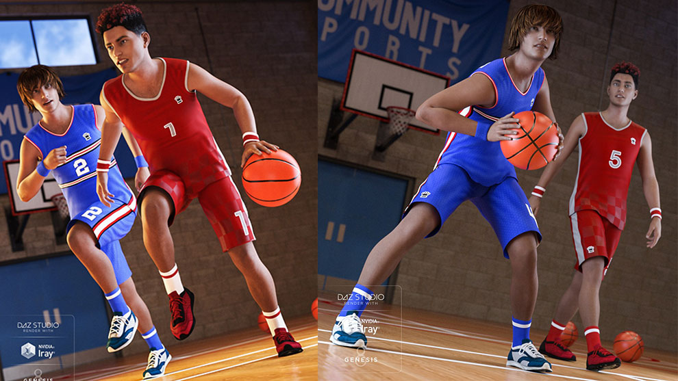 مجموعه مدل سه بعدی بسکتبال Basketball Kit for Genesis 8 Male