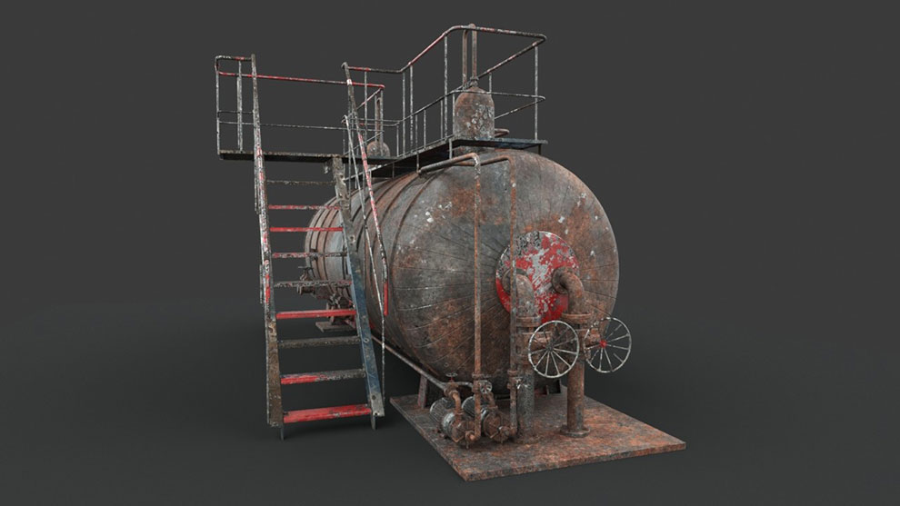 مدل سه بعدی تجهیز صنعتی زنگ زده Rusted Machinery Device