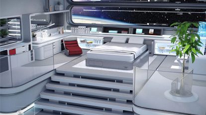 مدل سه بعدی محیط اتاق فضاپیما Space Station Living Quarters