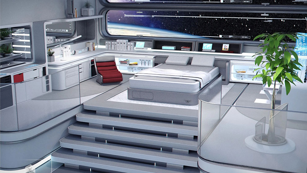 مدل سه بعدی محیط اتاق فضاپیما Space Station Living Quarters