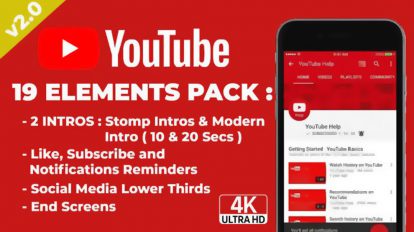 پروژه افترافکت اجزای ویدیوی شبکه اجتماعی Youtube End Screens