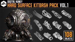 مجموعه مدل سه بعدی سطوح سخت Hard Surface Kitbash Pack Vol.1