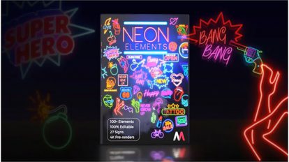 پروژه افترافکت مجموعه موشن گرافیک نئونی Neon Elements