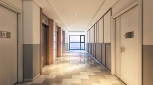 صحنه سه بعدی محیط داخلی لابی آپارتمان Apartment Lobby