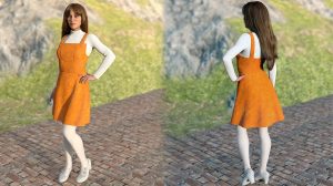 مدل سه بعدی لباس زنانه Corduroy Jumper Outfit for Genesis 8