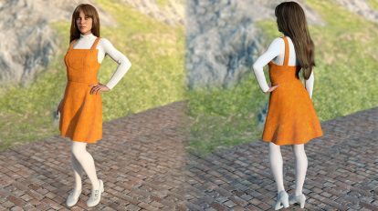 مدل سه بعدی لباس زنانه Corduroy Jumper Outfit for Genesis 8