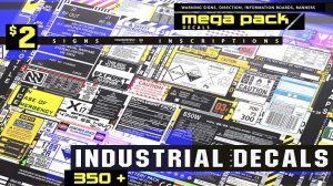 مجموعه تصاویر برچسب صنعتی Industrial Decals Mega Pack