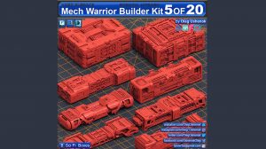 مجموعه مدل سه بعدی سلاح علمی تخیلی Mech Warrior Hard Surface Kitbash 5 of 20