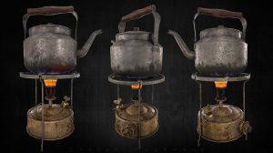 مدل سه بعدی اجاق و کتری قدیمی Old Stove and Kettle
