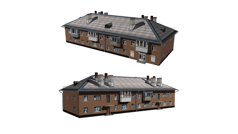 مدل سه بعدی ساختمان مسکونی دو طبقه Residential Building