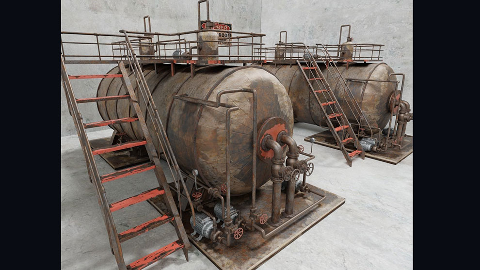 مدل سه بعدی بویلر صنعتی Industrial Steam Boiler