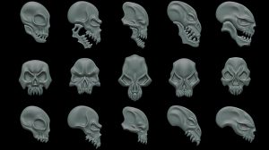 مجموعه مدل سه بعدی جمجمه فانتزی Fantasy Ornaments Skulls
