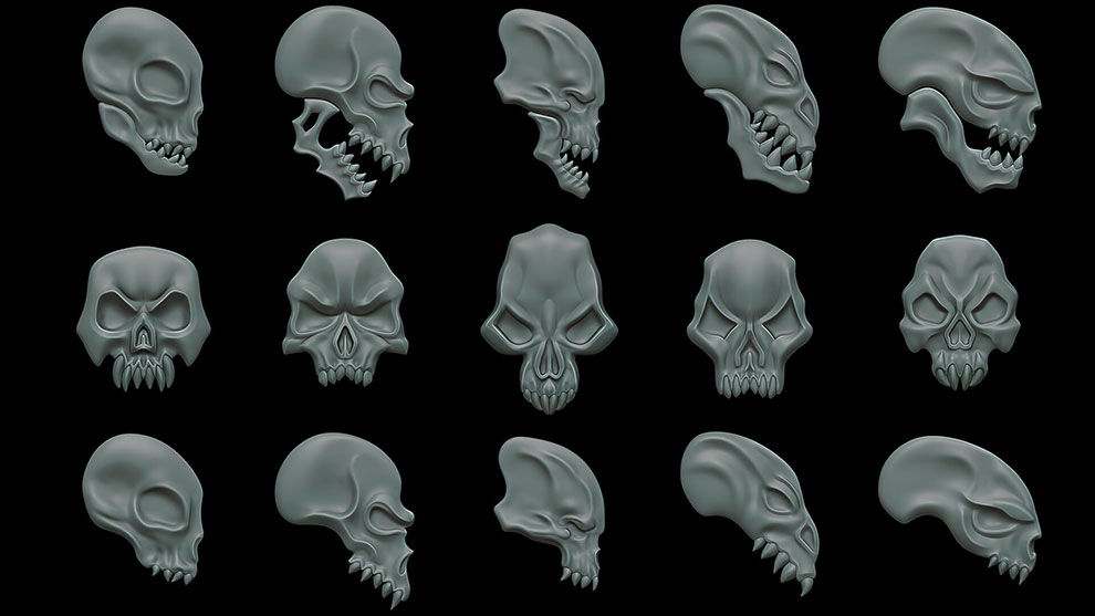 مجموعه مدل سه بعدی جمجمه فانتزی Fantasy Ornaments Skulls