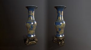 مدل سه بعدی گلدان با پایه برنز Floor Vase with Bronze Stand
