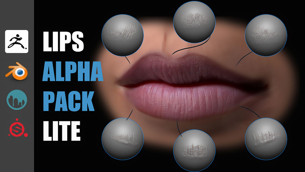 مجموعه تصاویر آلفا لب انسان Lips Detail Alpha Pack