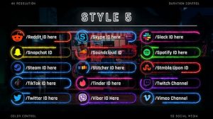 پروژه افترافکت نمایش زیرنویس شبکه اجتماعی Neon Social Media Lower Thirds