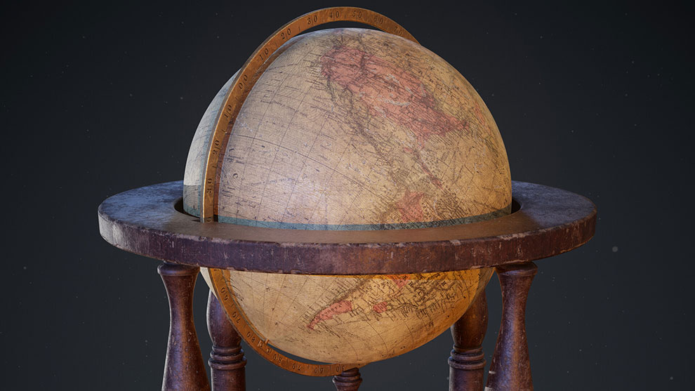 مدل سه بعدی کره زمین رومیزی قدیمی Antique Globe