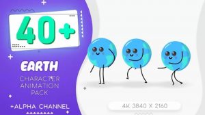 مجموعه فوتیج کاراکتر کارتونی زمین Earth Cartoon Character Pack