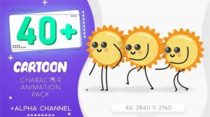 مجموعه فوتیج کاراکتر کارتونی خورشید Sun Cartoon Character Pack