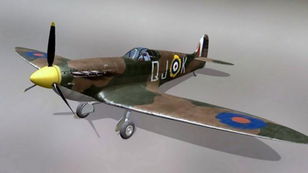 مدل سه بعدی هواپیما جنگی Supermarine Spitfire MK2A