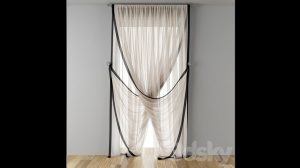 مدل سه بعدی پارچه توری در و پنجره Tulle in the Narrow Window Doorway