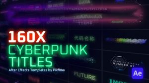 پروژه افترافکت نمایش عناوین سایبرپانک Cyberpunk Titles Lower Thirds
