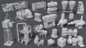 مجموعه مدل سه بعدی اجزای کارخانه Factory Units 8