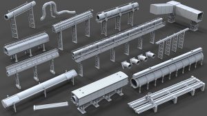 مجموعه مدل سه بعدی لوله های صنعتی Industrial Pipes