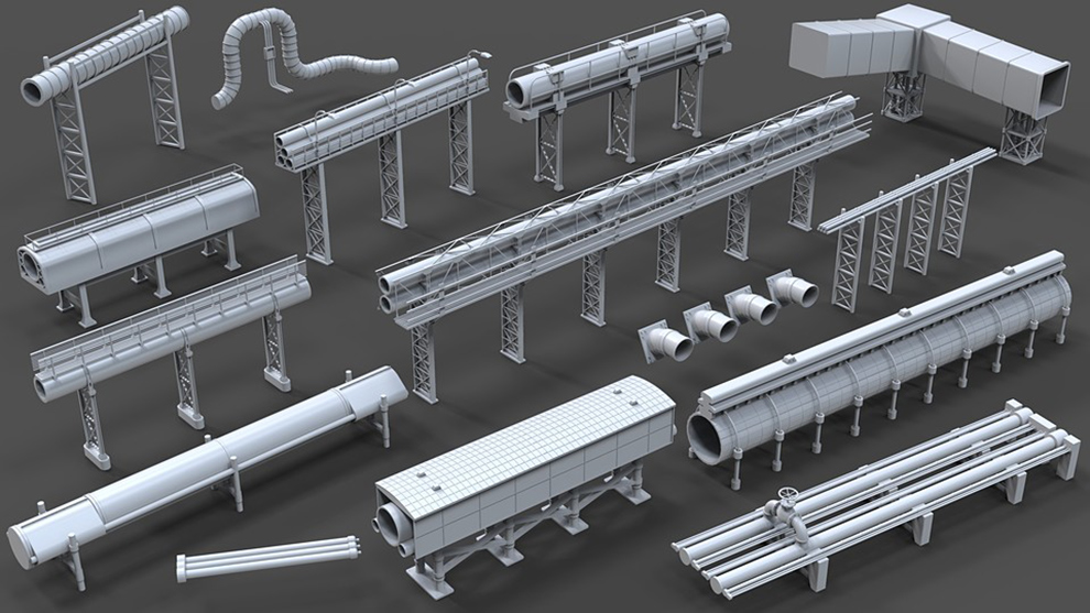 مجموعه مدل سه بعدی لوله های صنعتی Industrial Pipes