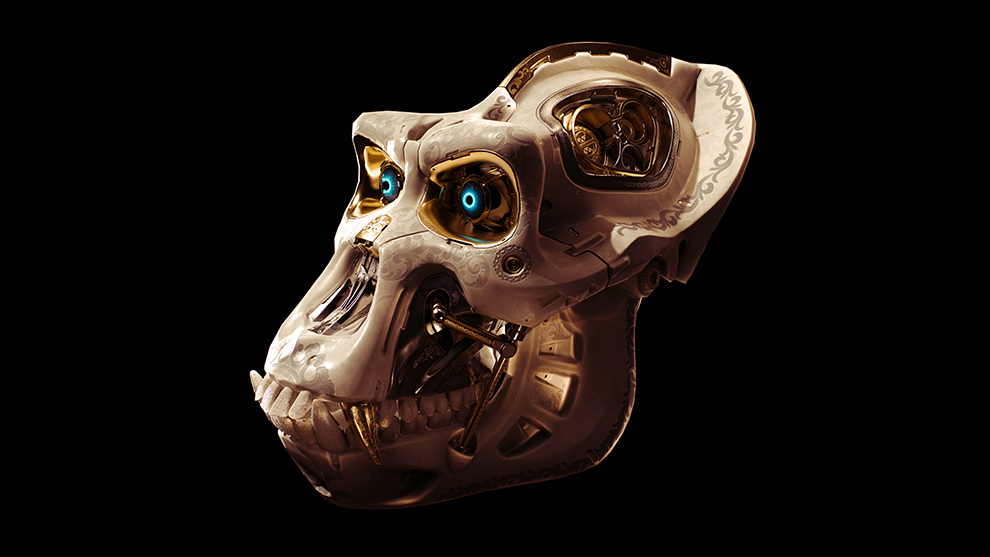 مدل سه بعدی جمجمه مکانیکی گوریل Battle Gorilla Skull