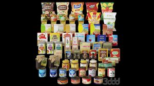 مجموعه مدل سه بعدی بسته بندی مواد غذایی Packaged Food