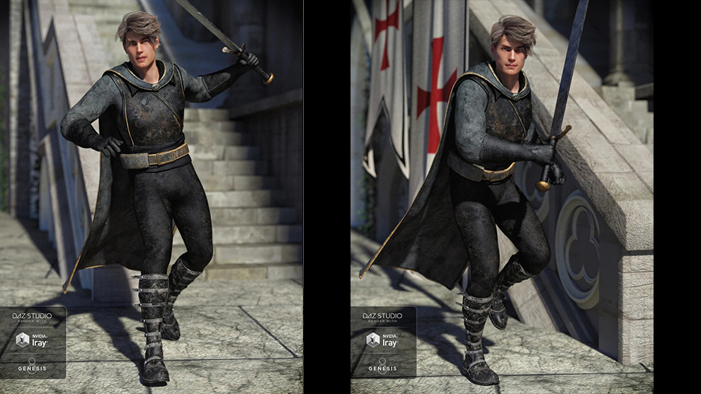 مدل سه بعدی لباس جنگجو Rouge Hunter Outfit for Genesis 8